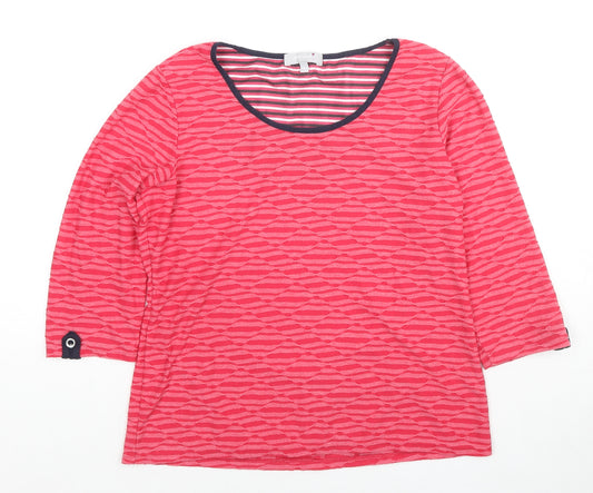Per Una Womens Pink Geometric Polyester Basic Blouse Size 14 Round Neck