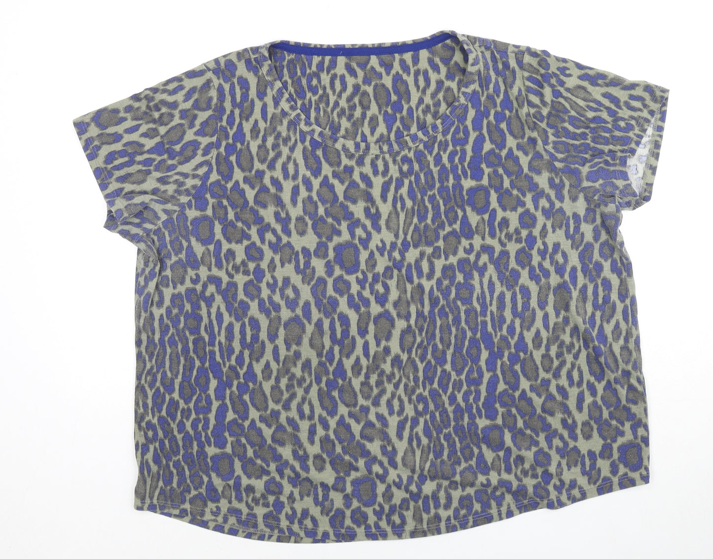 Marks and Spencer Womens Multicoloured Animal Print Polyester Basic T-Shirt Size 20 Round Neck - Leopard Print