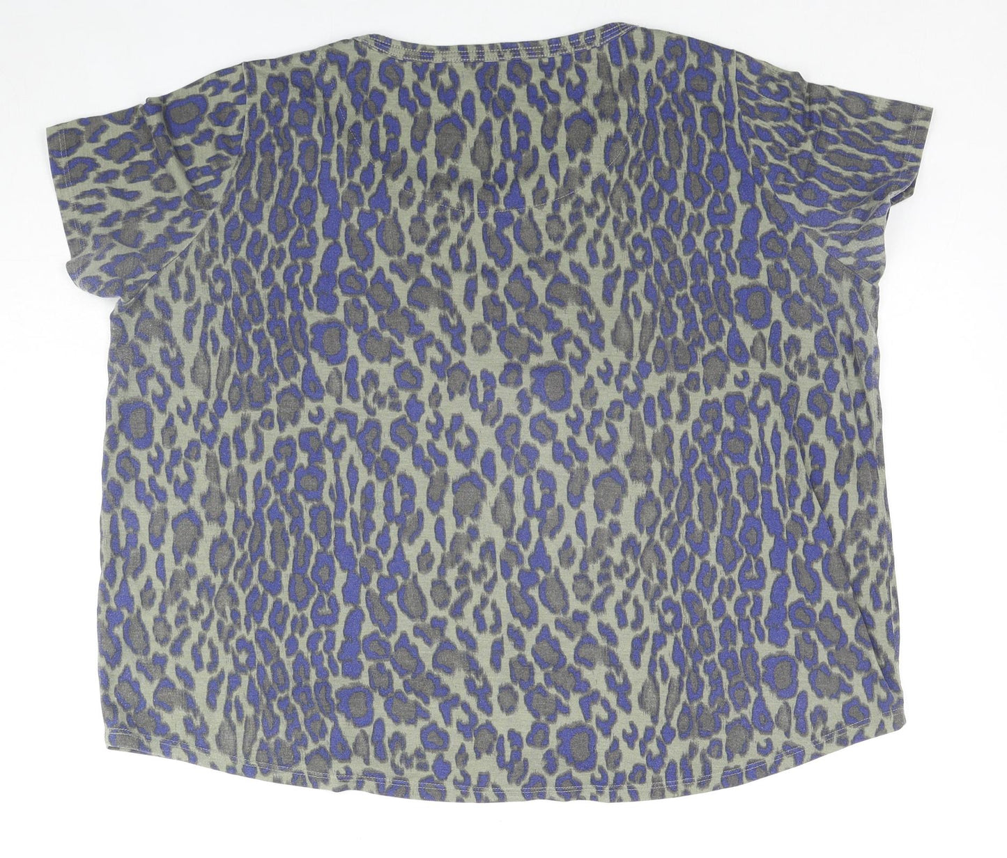 Marks and Spencer Womens Multicoloured Animal Print Polyester Basic T-Shirt Size 20 Round Neck - Leopard Print