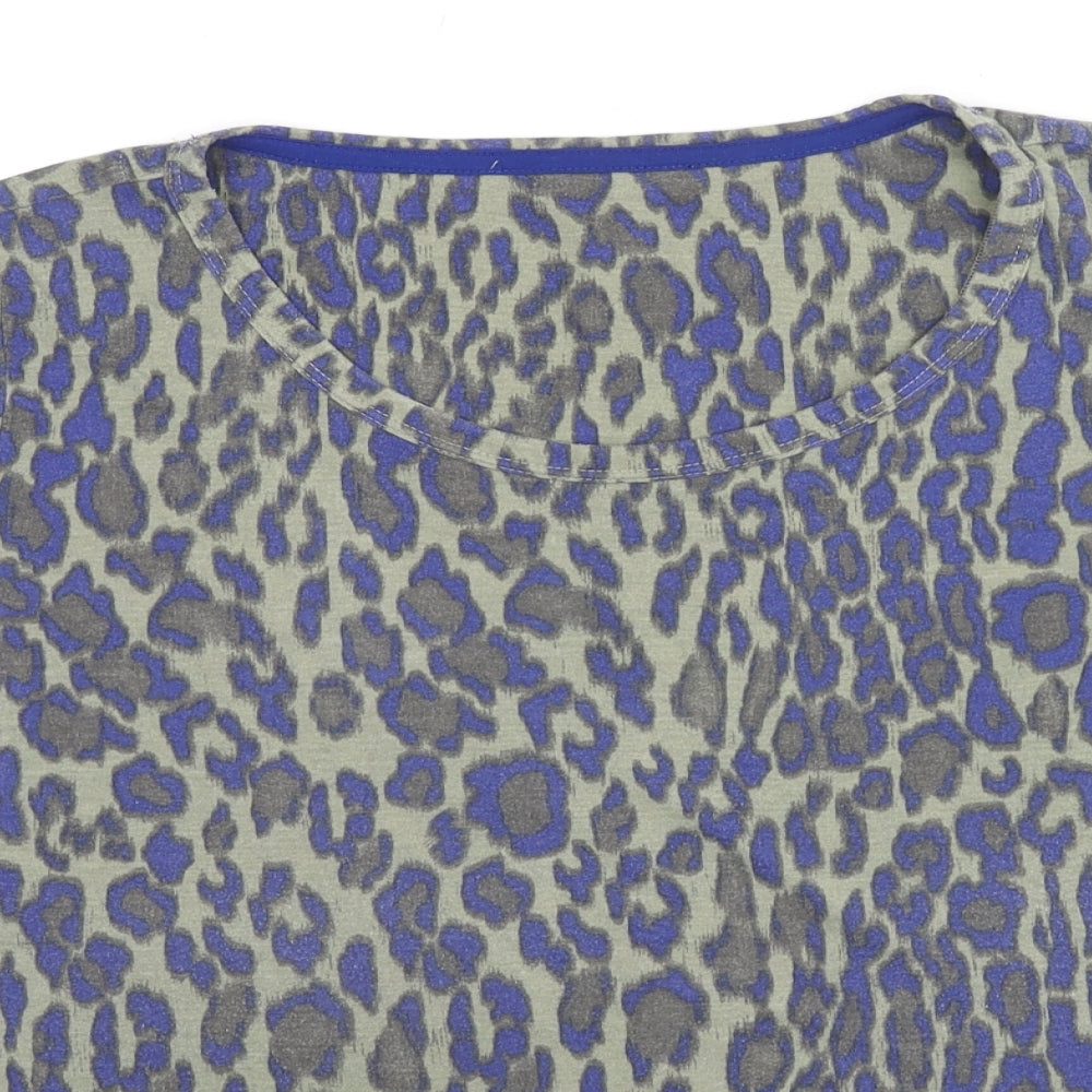 Marks and Spencer Womens Multicoloured Animal Print Polyester Basic T-Shirt Size 20 Round Neck - Leopard Print