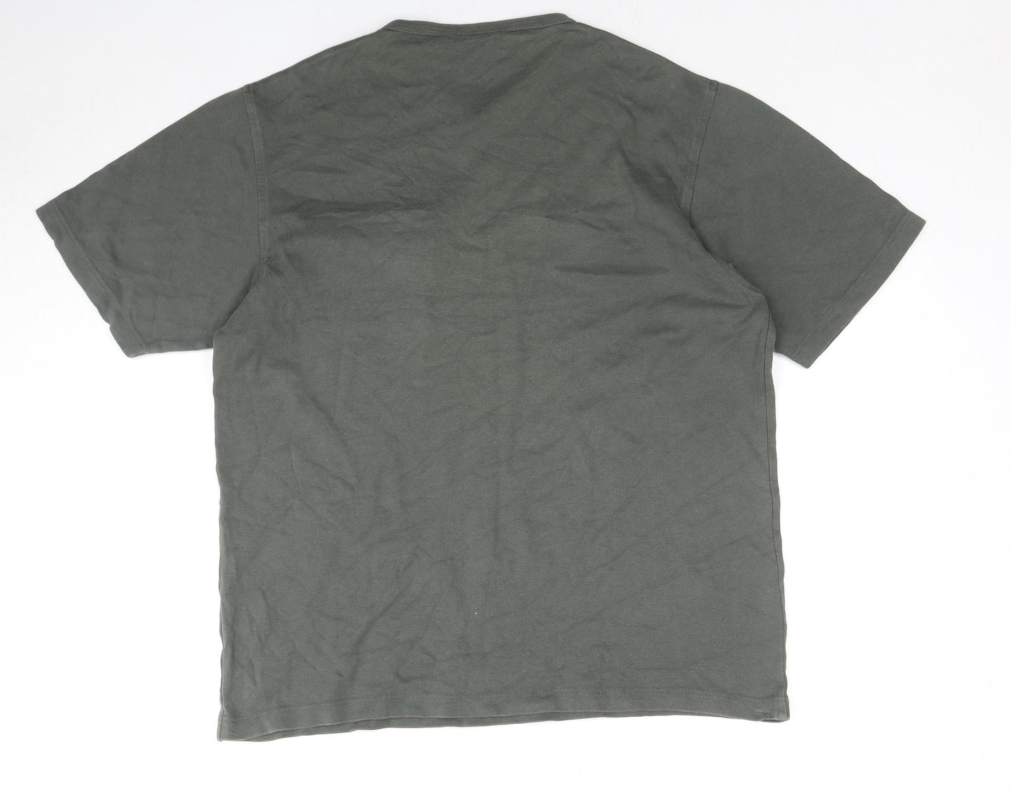 NEXT Mens Green Cotton T-Shirt Size M V-Neck