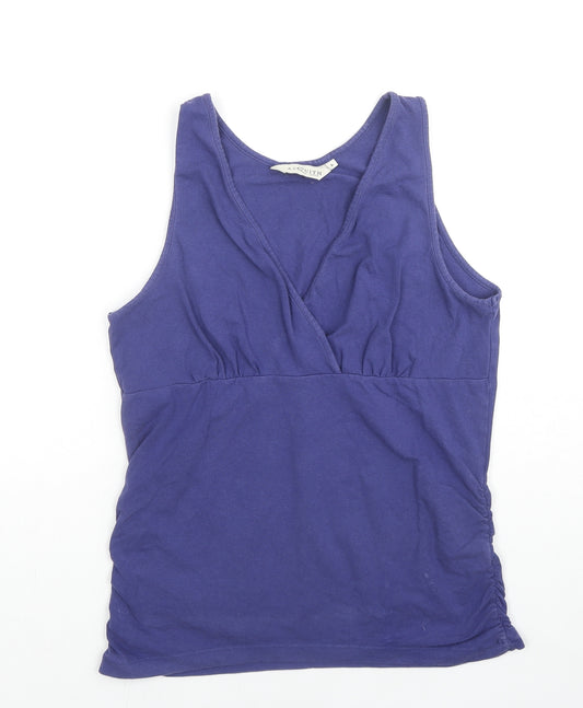 As Quith London Womens Blue Cotton Basic Tank Size L V-Neck