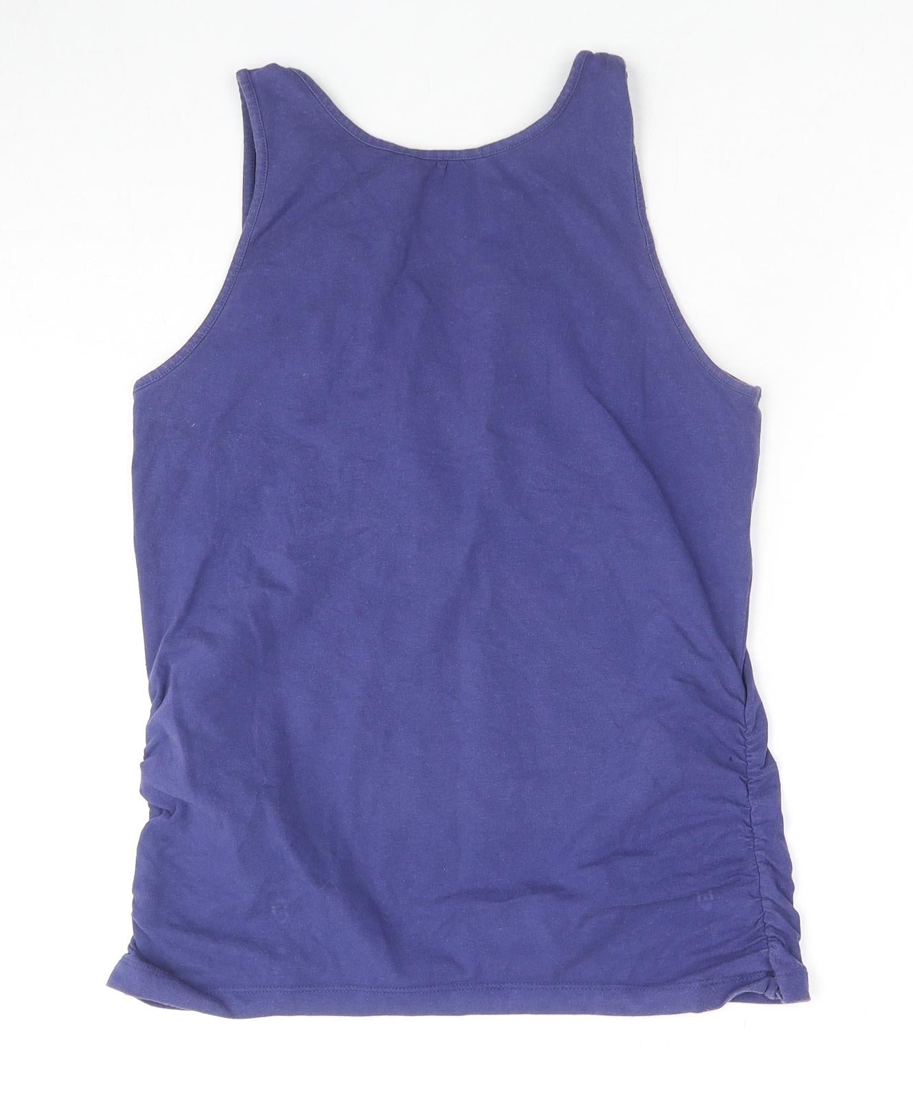 As Quith London Womens Blue Cotton Basic Tank Size L V-Neck