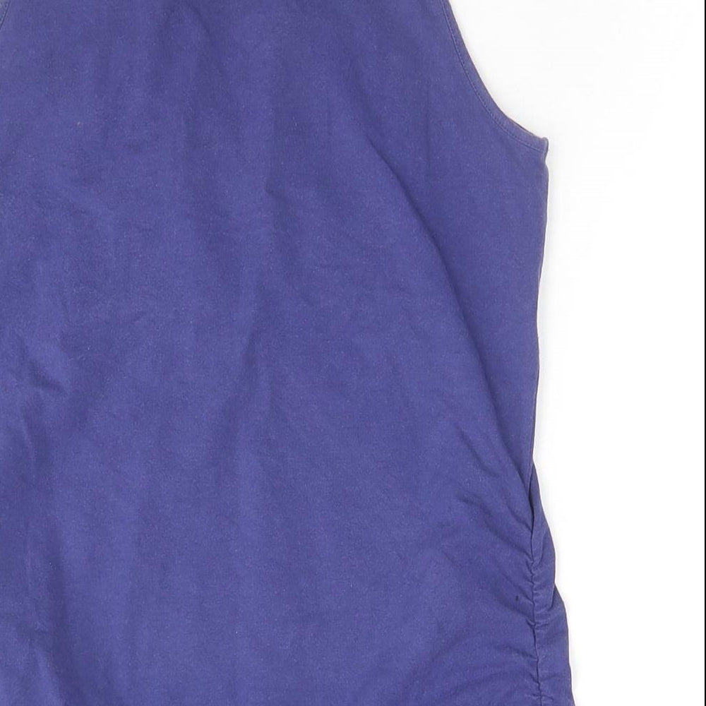 As Quith London Womens Blue Cotton Basic Tank Size L V-Neck