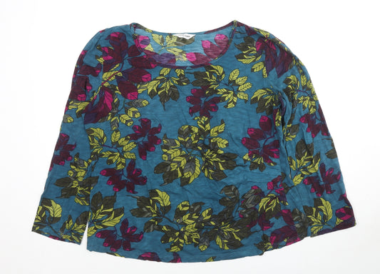 Nomads Womens Multicoloured Floral Cotton Basic Blouse Size 16 Round Neck