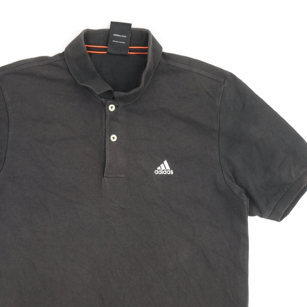 adidas Mens Grey Camel Polo Size M Collared Pullover - Logo