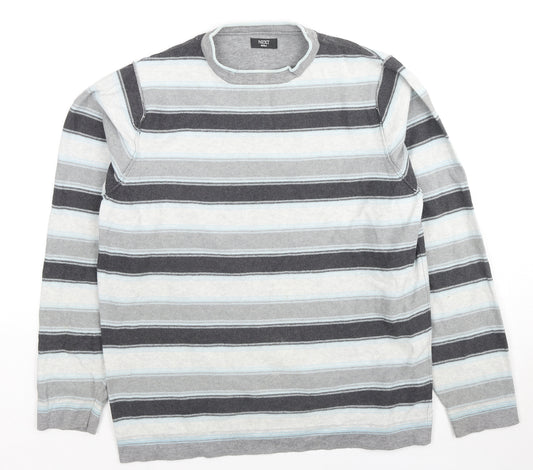 NEXT Mens Multicoloured Round Neck Striped Cotton Pullover Jumper Size S Long Sleeve