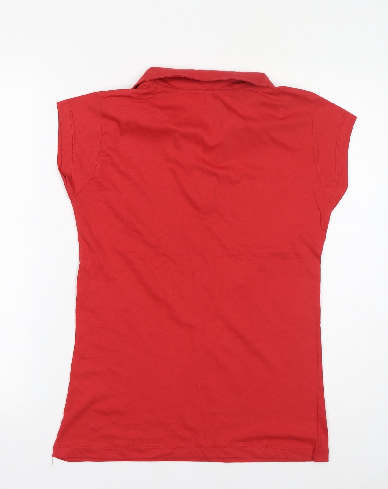 INSIDE Womens Red 100% Cotton Basic T-Shirt Size L Collared