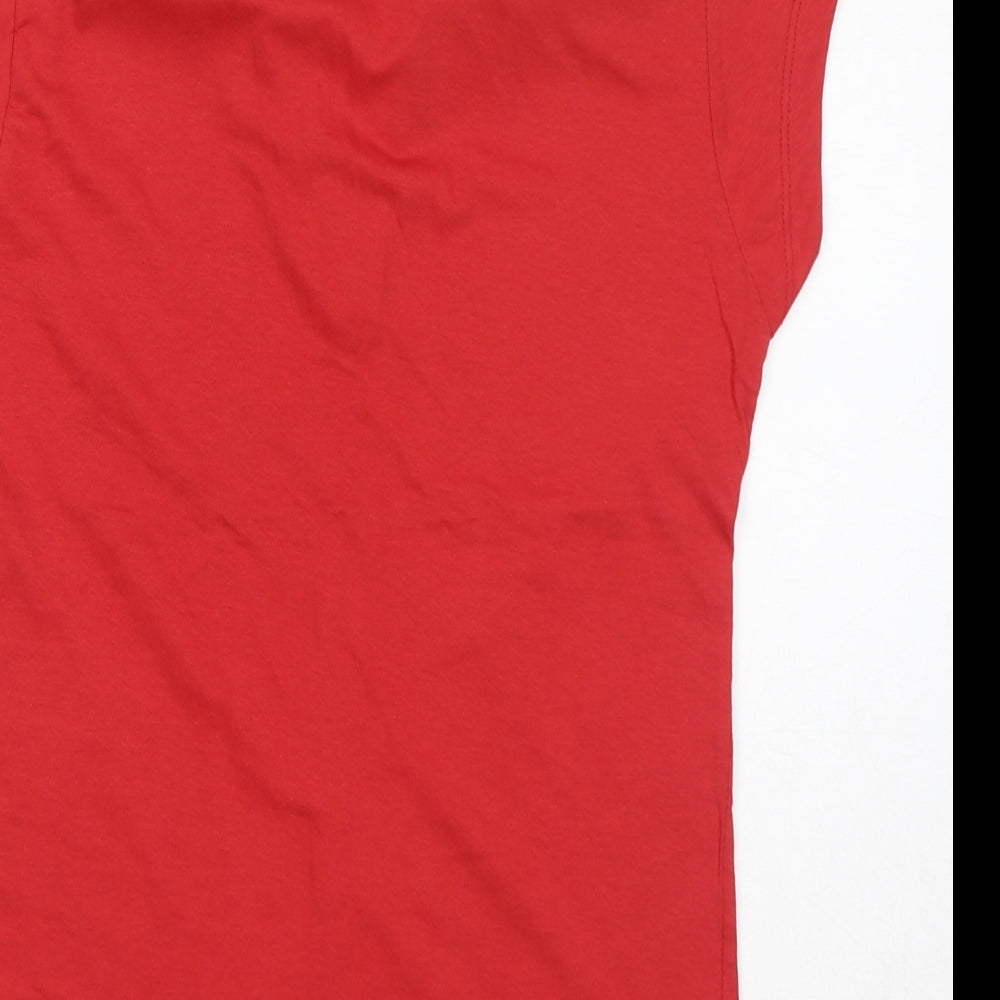 INSIDE Womens Red 100% Cotton Basic T-Shirt Size L Collared