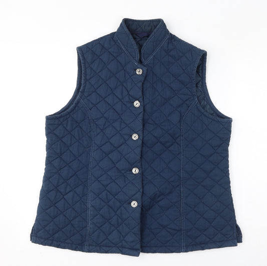 Country Collection Mens Blue Gilet Jacket Size M Button - Quilted