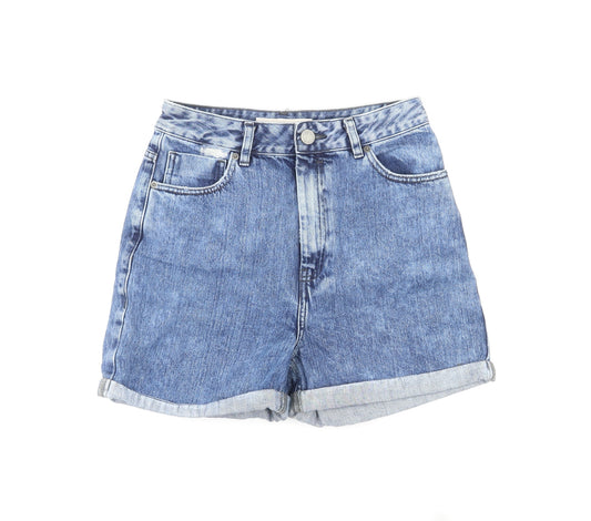 ASOS Womens Blue Cotton Hot Pants Shorts Size 10 L4 in Regular Zip