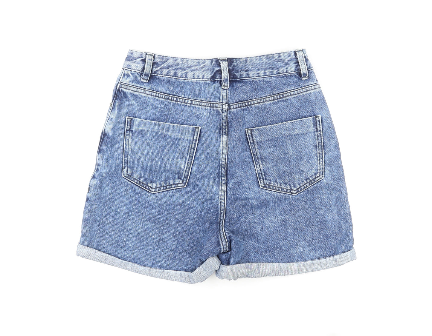 ASOS Womens Blue Cotton Hot Pants Shorts Size 10 L4 in Regular Zip