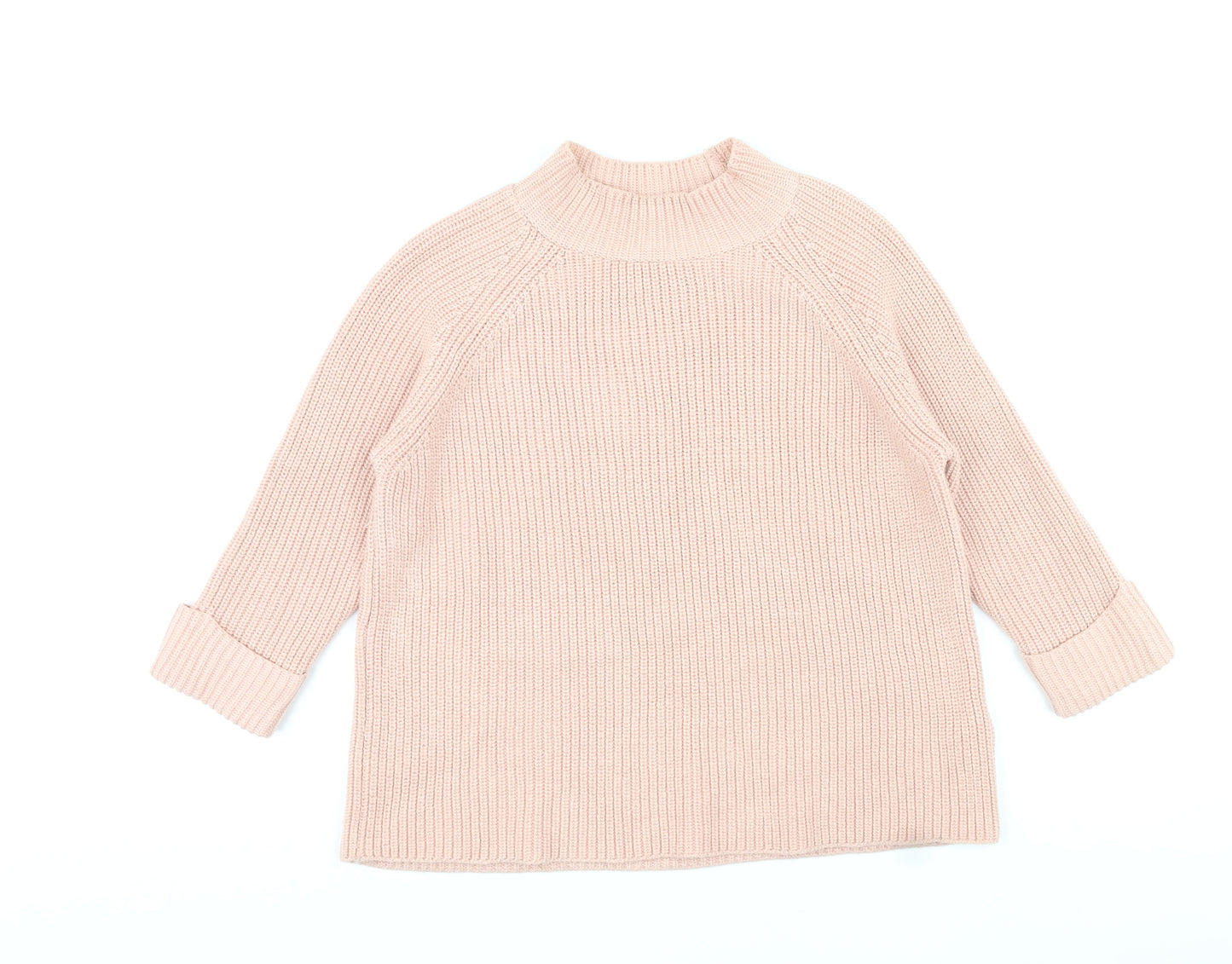 Topshop Womens Pink Mock Neck Cotton Pullover Jumper Size 8