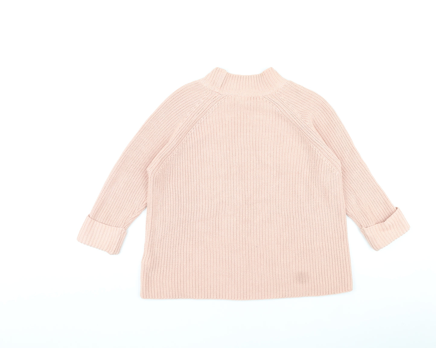 Topshop Womens Pink Mock Neck Cotton Pullover Jumper Size 8