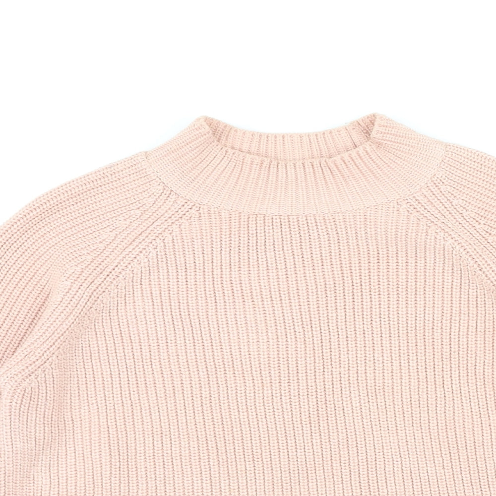 Topshop Womens Pink Mock Neck Cotton Pullover Jumper Size 8