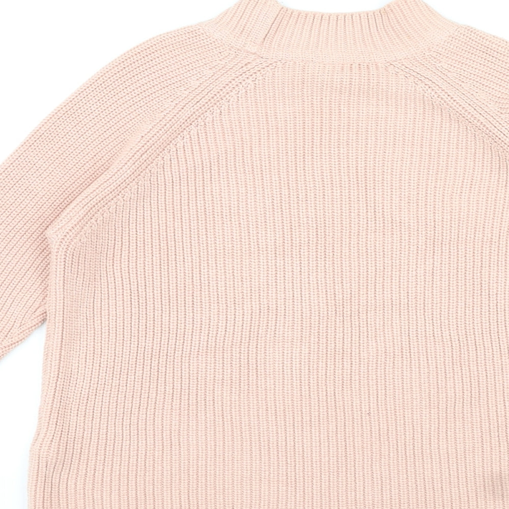 Topshop Womens Pink Mock Neck Cotton Pullover Jumper Size 8