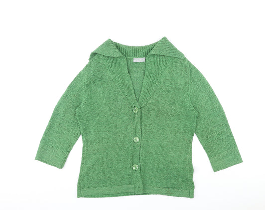 Per Una Womens Green Collared Acrylic Cardigan Jumper Size L