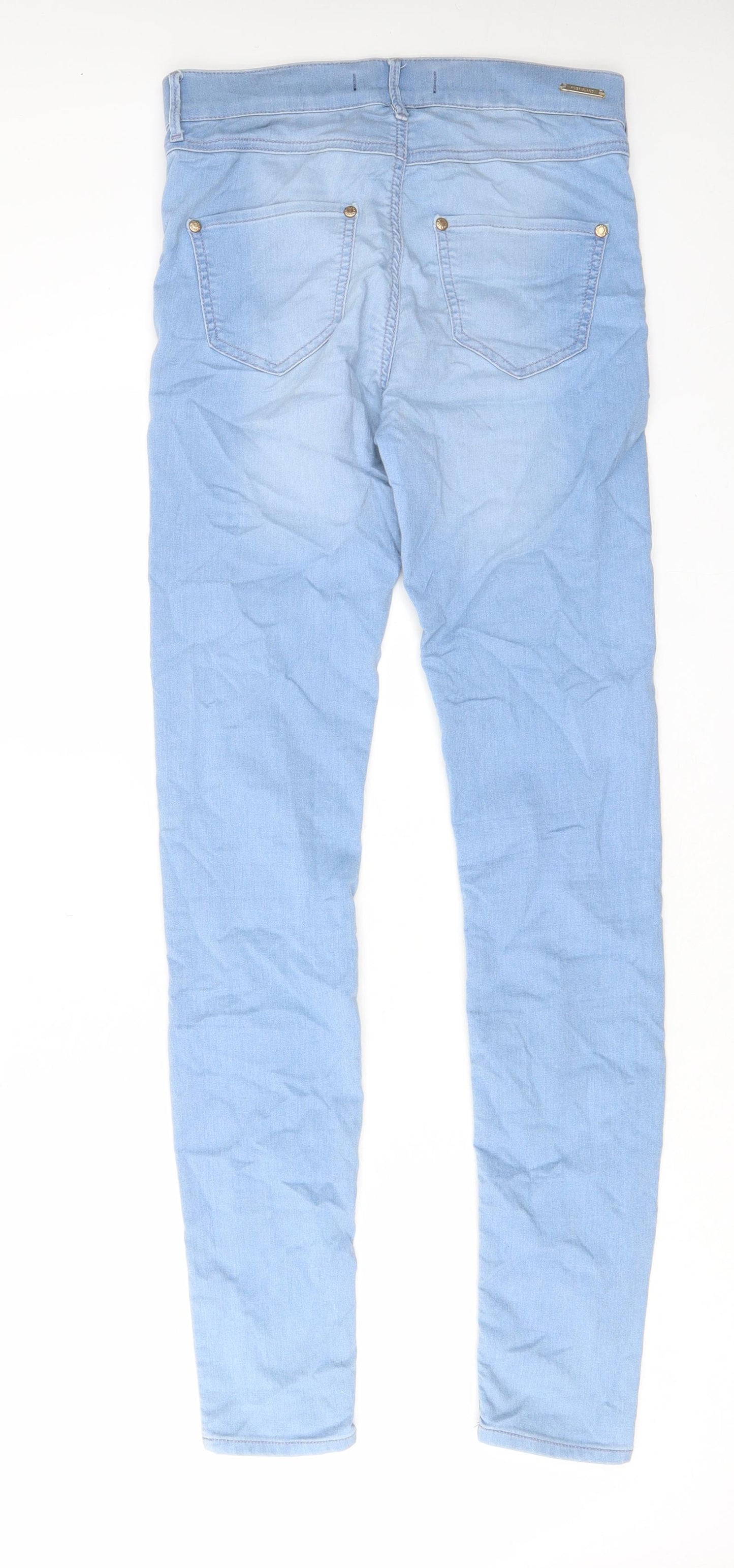 River Island Womens Blue Cotton Skinny Jeans Size 10 L30 in Regular Zip - Pockets, Belt Loops
