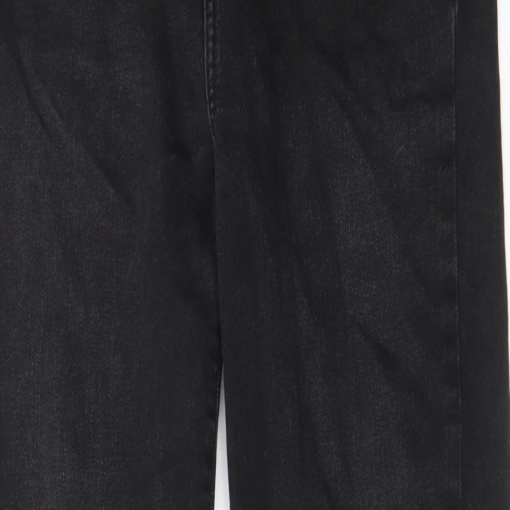 marks and Womens Black Cotton Mom Jeans Size 10 L29 in Regular Zip - Pockets, Belt Loops