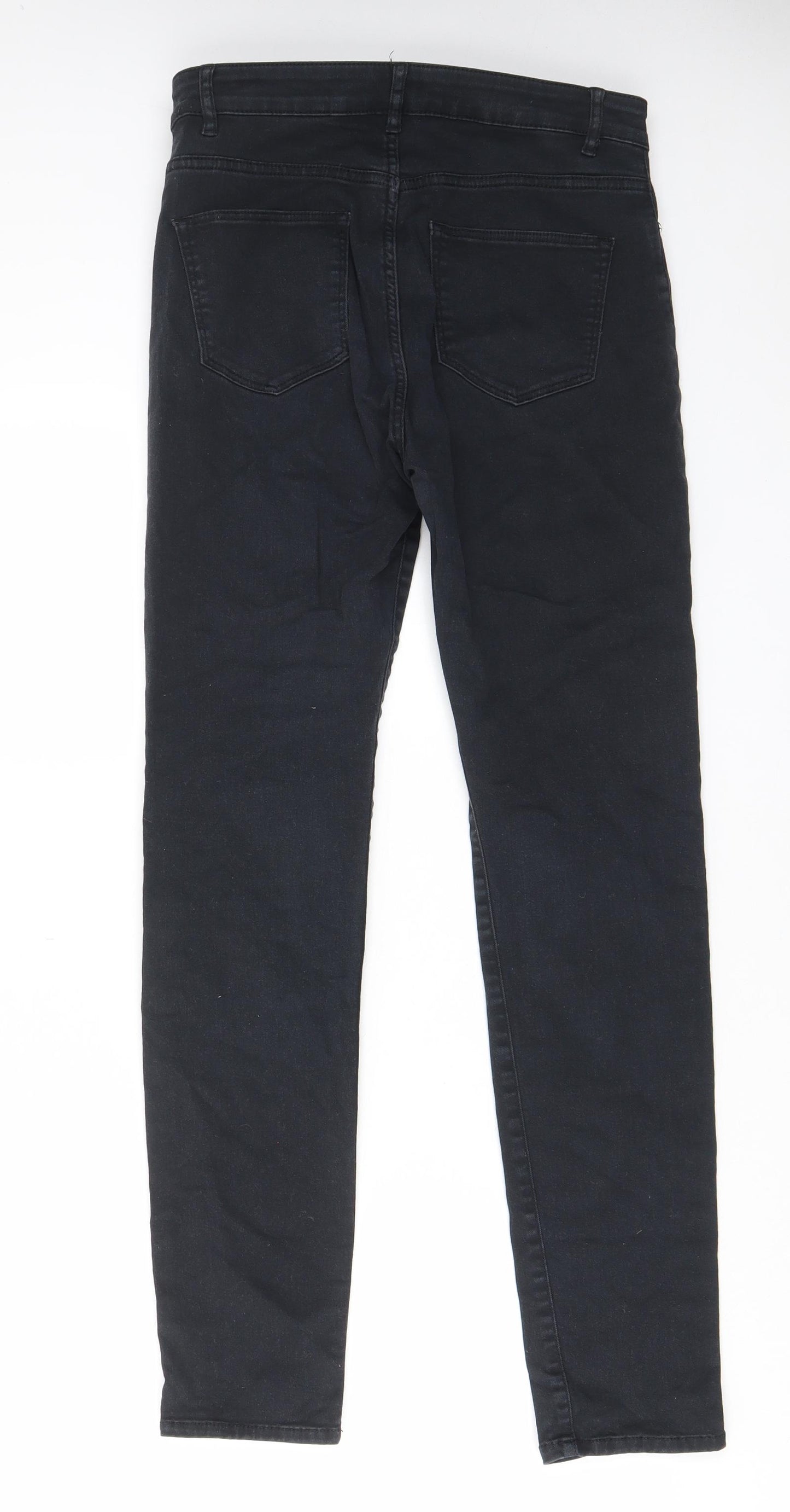 H&M Womens Black Cotton Skinny Jeans Size 10 L29 in Regular Zip - Pockets, Belt Loops