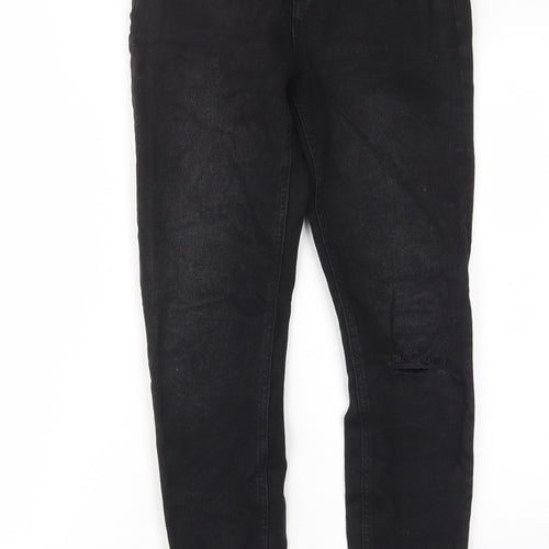 Denim & Co. Womens Black Cotton Skinny Jeans Size 10 L27 in Regular Zip - Pockets, Belt Loops, Ripped Knee