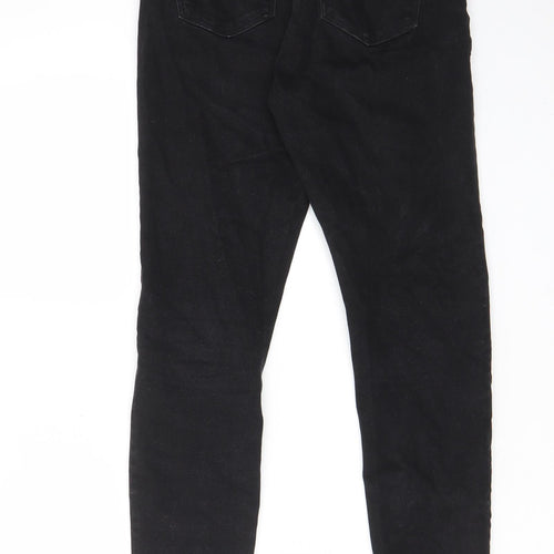 Denim & Co. Womens Black Cotton Skinny Jeans Size 10 L27 in Regular Zip - Pockets, Belt Loops, Ripped Knee