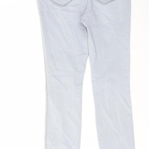 NEXT Womens Blue Cotton Skinny Jeans Size 10 L26 in Regular Zip - Open knee, Pockets, Belt Loops