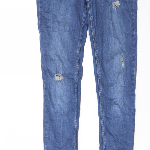 F&F Womens Blue Cotton Skinny Jeans Size 10 L32 in Regular Zip - Pockets, Belt Loops