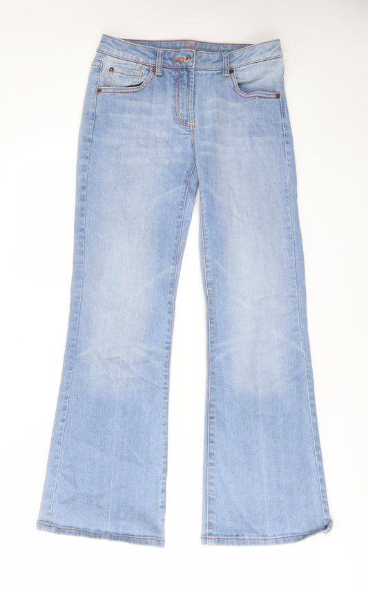 New Look Womens Blue Cotton Bootcut Jeans Size 10 L29 in Regular Zip - Pockets, Belt Loops