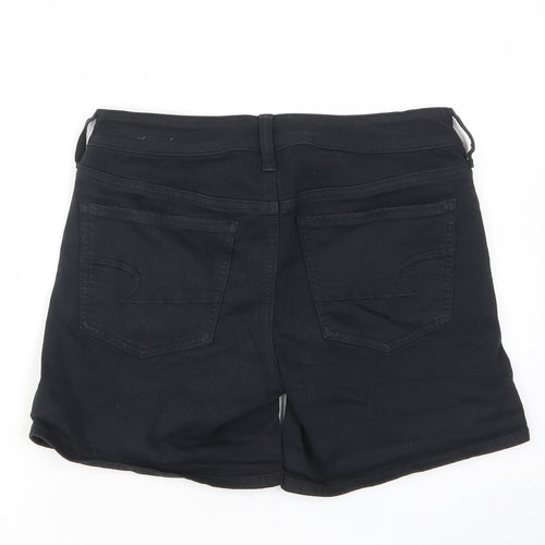 American Eagle Outfitters Womens Black Cotton Basic Shorts Size 10 L5 in Regular Zip - Pockets, Belt Loops