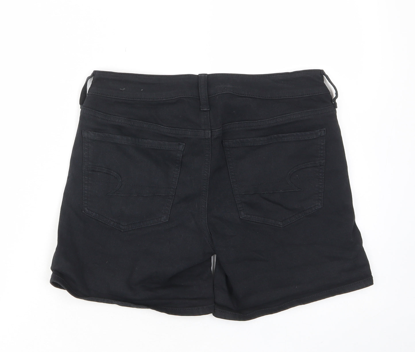 American Eagle Outfitters Womens Black Cotton Basic Shorts Size 10 L5 in Regular Zip - Pockets, Belt Loops