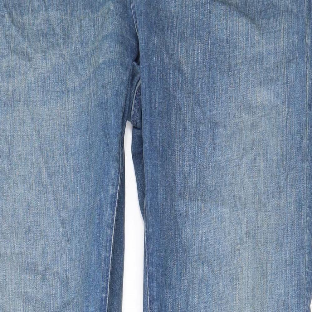 Freesoul Mens Blue Cotton Straight Jeans Size 32 in L30 in Regular Zip - Pockets, Belt Loops, Embroided, Logo