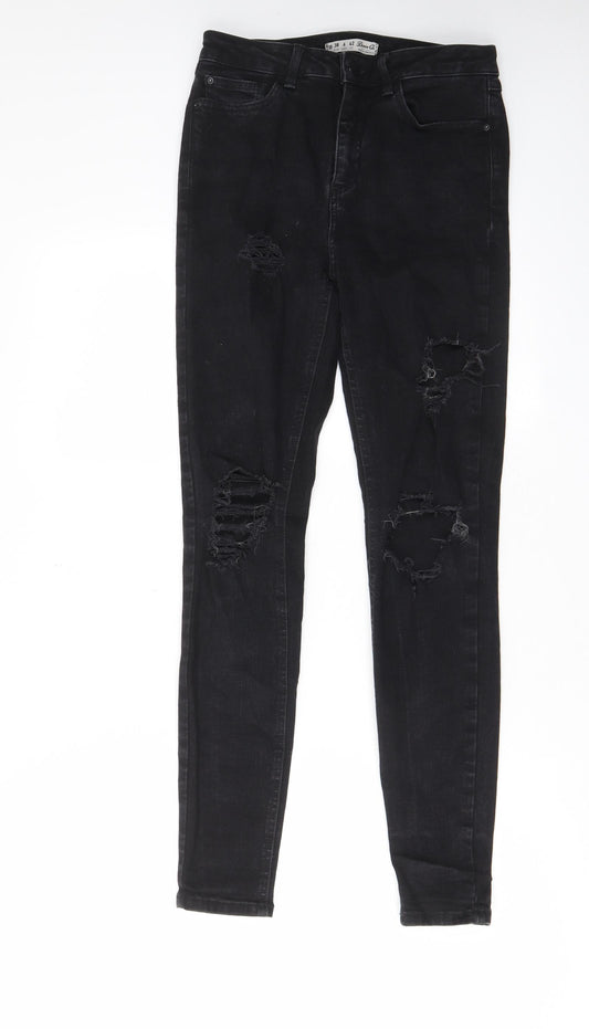 Denim & Co. Womens Black Cotton Skinny Jeans Size 10 L28 in Regular Zip - Pockets, Belt Loops