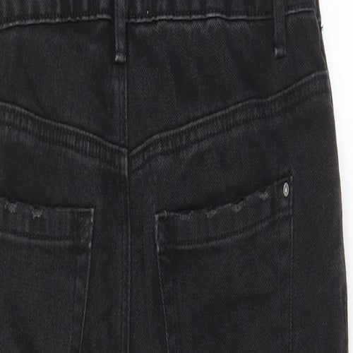 New Look Womens Black Cotton Dungaree One-Piece Size 8 L27 in Button - Buckle, Pockets, Adjustable straps