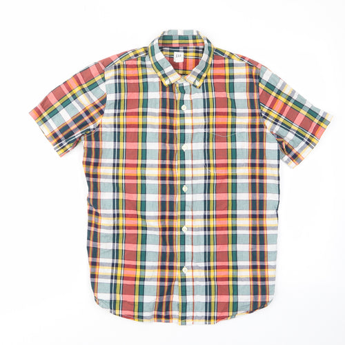 Gap Boys Multicoloured Plaid Cotton Basic Button-Up Size 12 Years Collared Button - Pocket