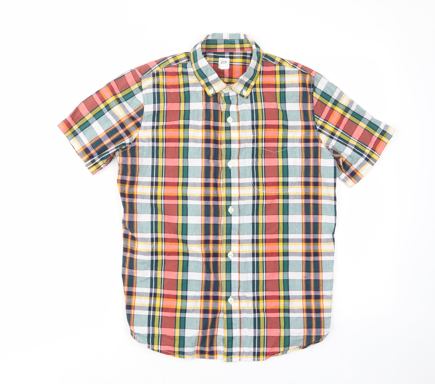 Gap Boys Multicoloured Plaid Cotton Basic Button-Up Size 12 Years Collared Button - Pocket