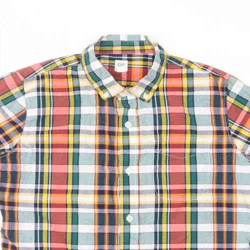 Gap Boys Multicoloured Plaid Cotton Basic Button-Up Size 12 Years Collared Button - Pocket