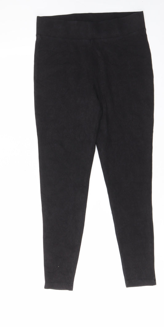 Marks and Spencer Womens Black Cotton Capri Leggings Size 10 L26 in - Elastic waist