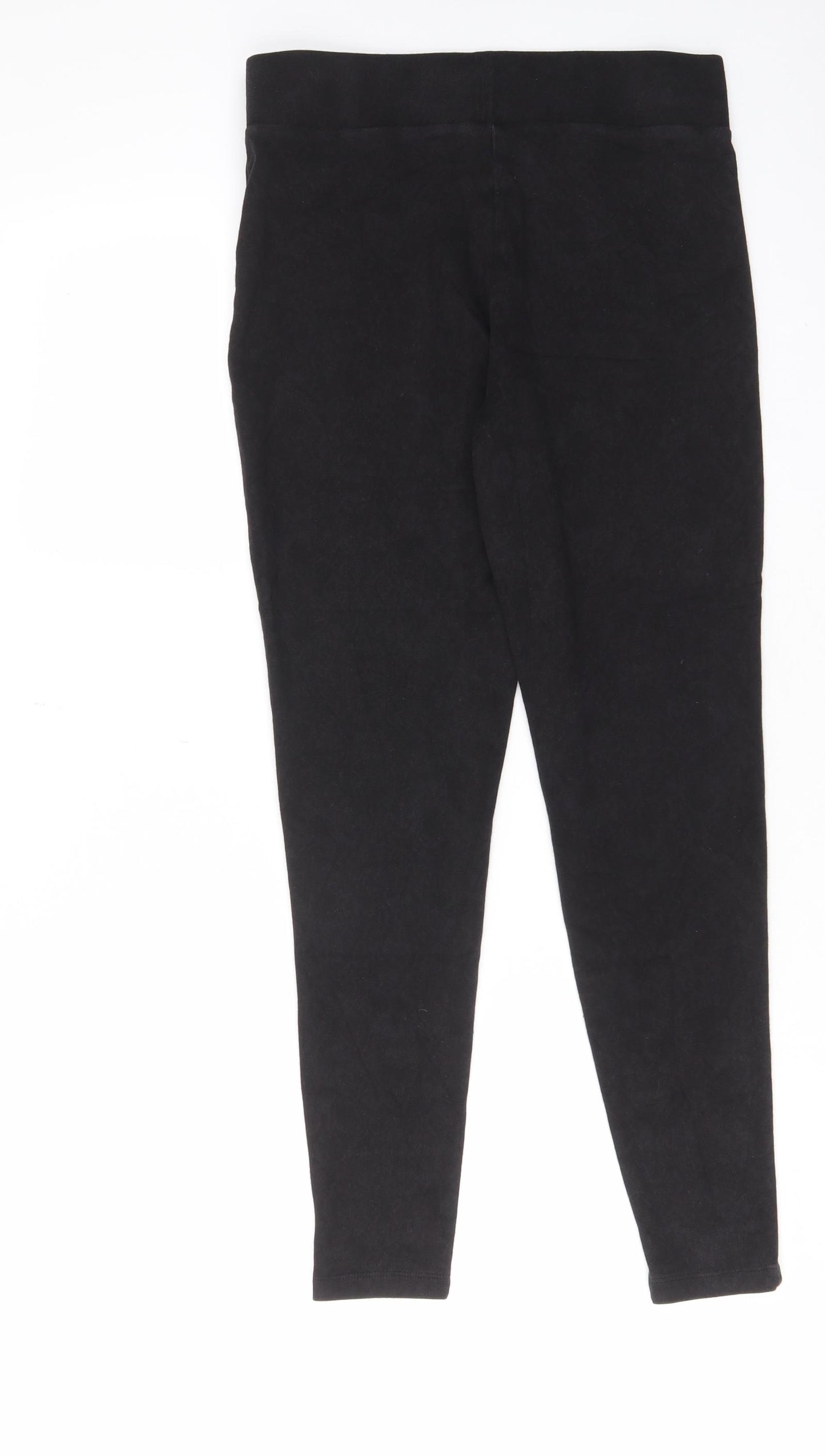 Marks and Spencer Womens Black Cotton Capri Leggings Size 10 L26 in - Elastic waist