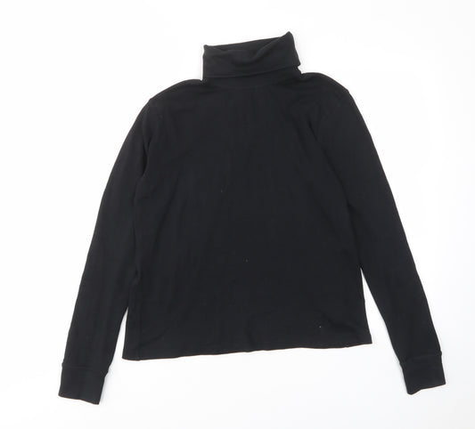 Mountain Warehouse Womens Black Cotton Basic T-Shirt Size 12 Roll Neck