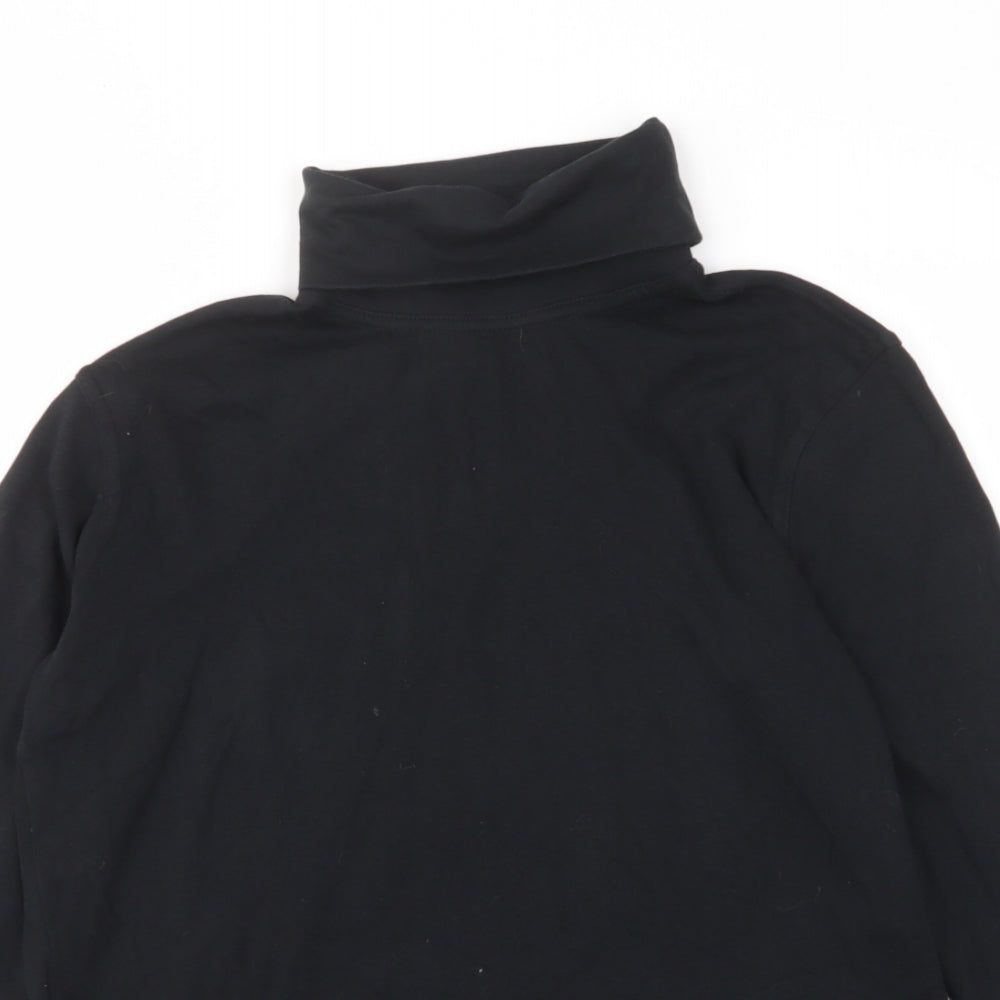 Mountain Warehouse Womens Black Cotton Basic T-Shirt Size 12 Roll Neck