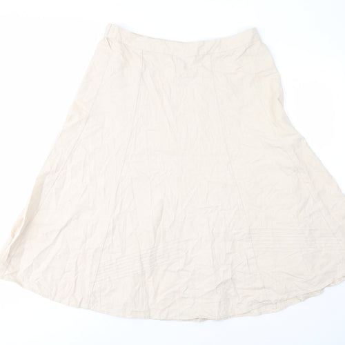 Damart Womens Beige Linen A-Line Skirt Size 18