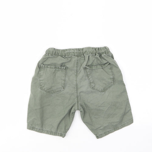 NEXT Boys Green Cotton Bermuda Shorts Size 5-6 Years Regular Drawstring - Elastic waist, Pockets