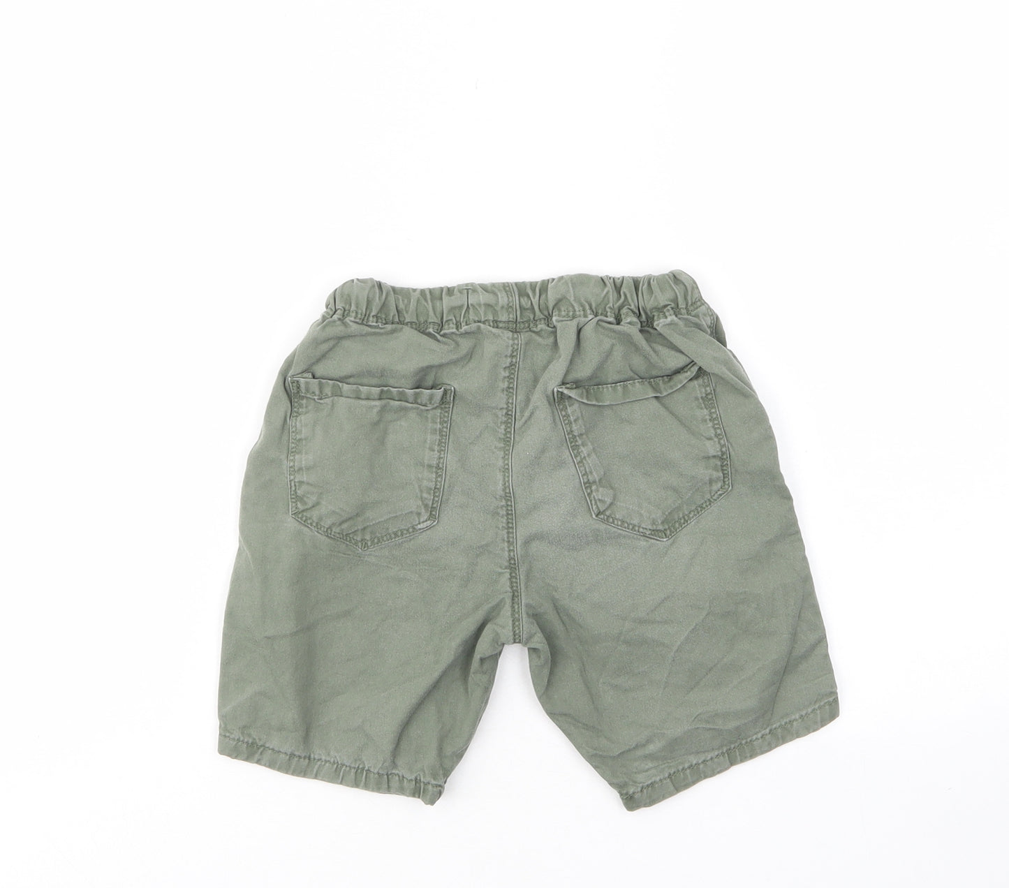 NEXT Boys Green Cotton Bermuda Shorts Size 5-6 Years Regular Drawstring - Elastic waist, Pockets
