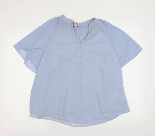 H&M Womens Blue Polyester Basic Blouse Size M V-Neck