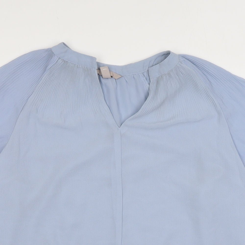 H&M Womens Blue Polyester Basic Blouse Size M V-Neck