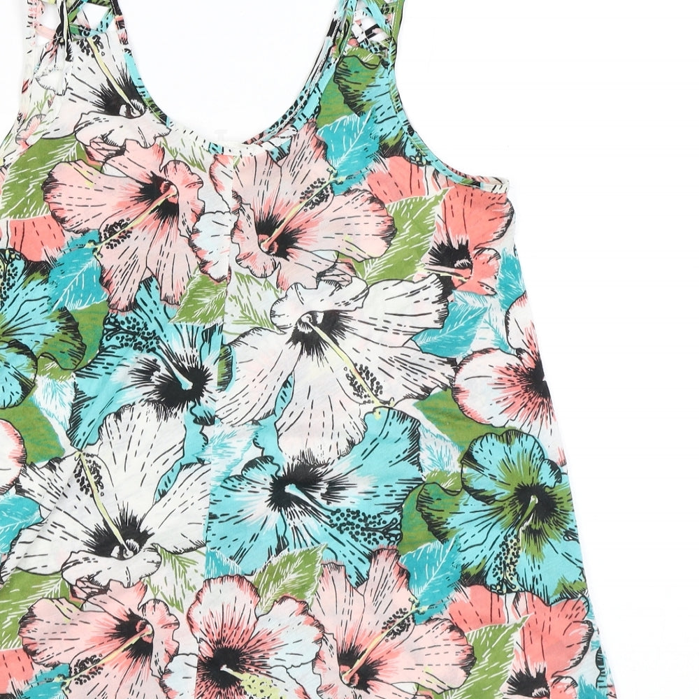 H&M Womens Multicoloured Floral Polyester Basic Tank Size XS Scoop Neck