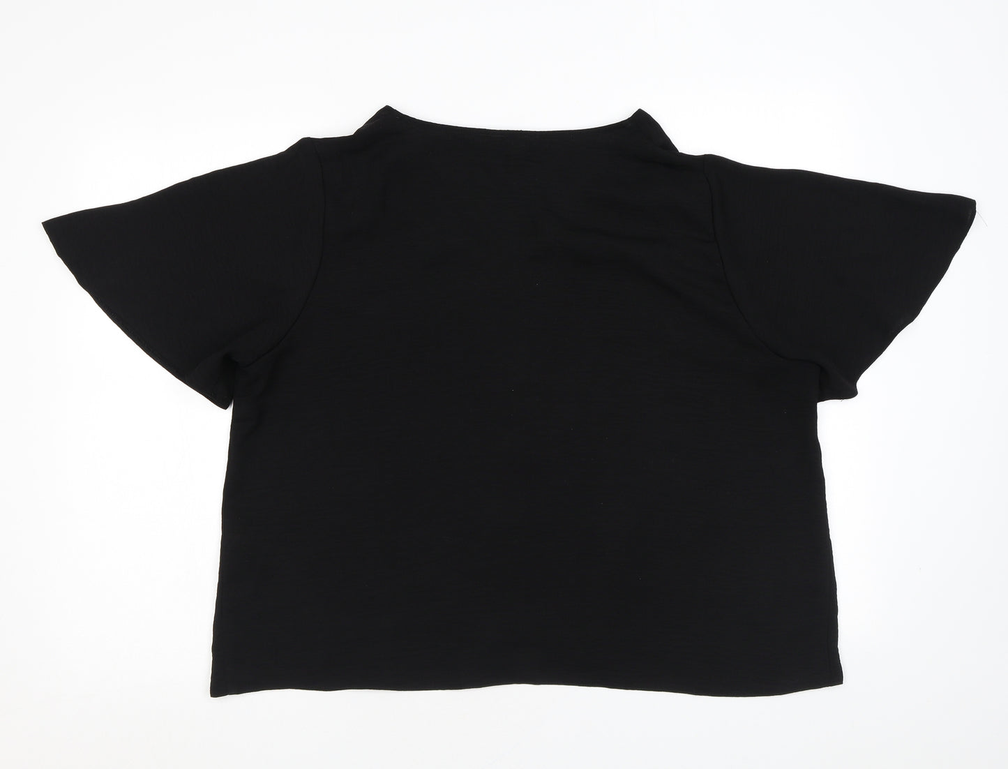 New Look Womens Black Polyester Basic Blouse Size 18 V-Neck