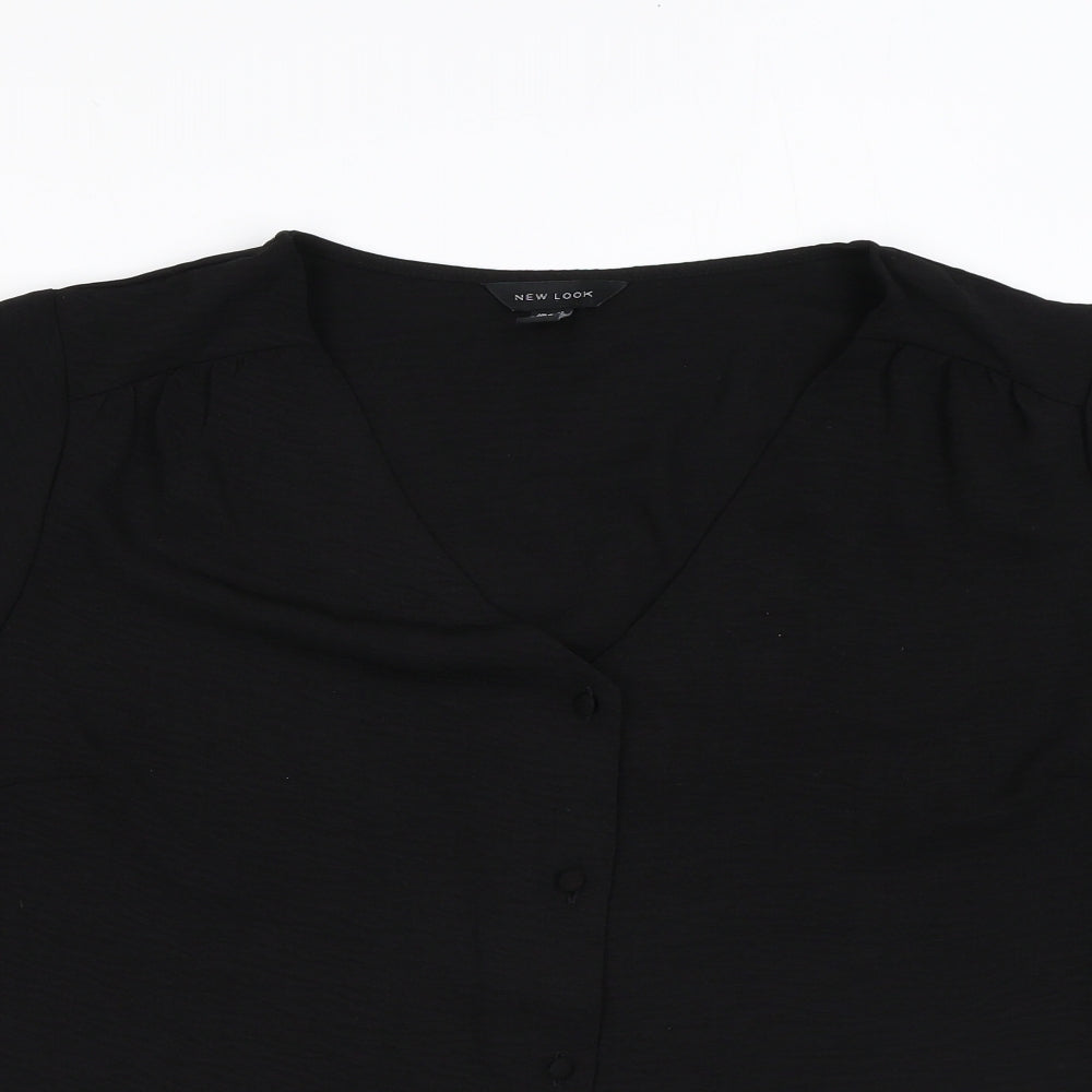 New Look Womens Black Polyester Basic Blouse Size 18 V-Neck