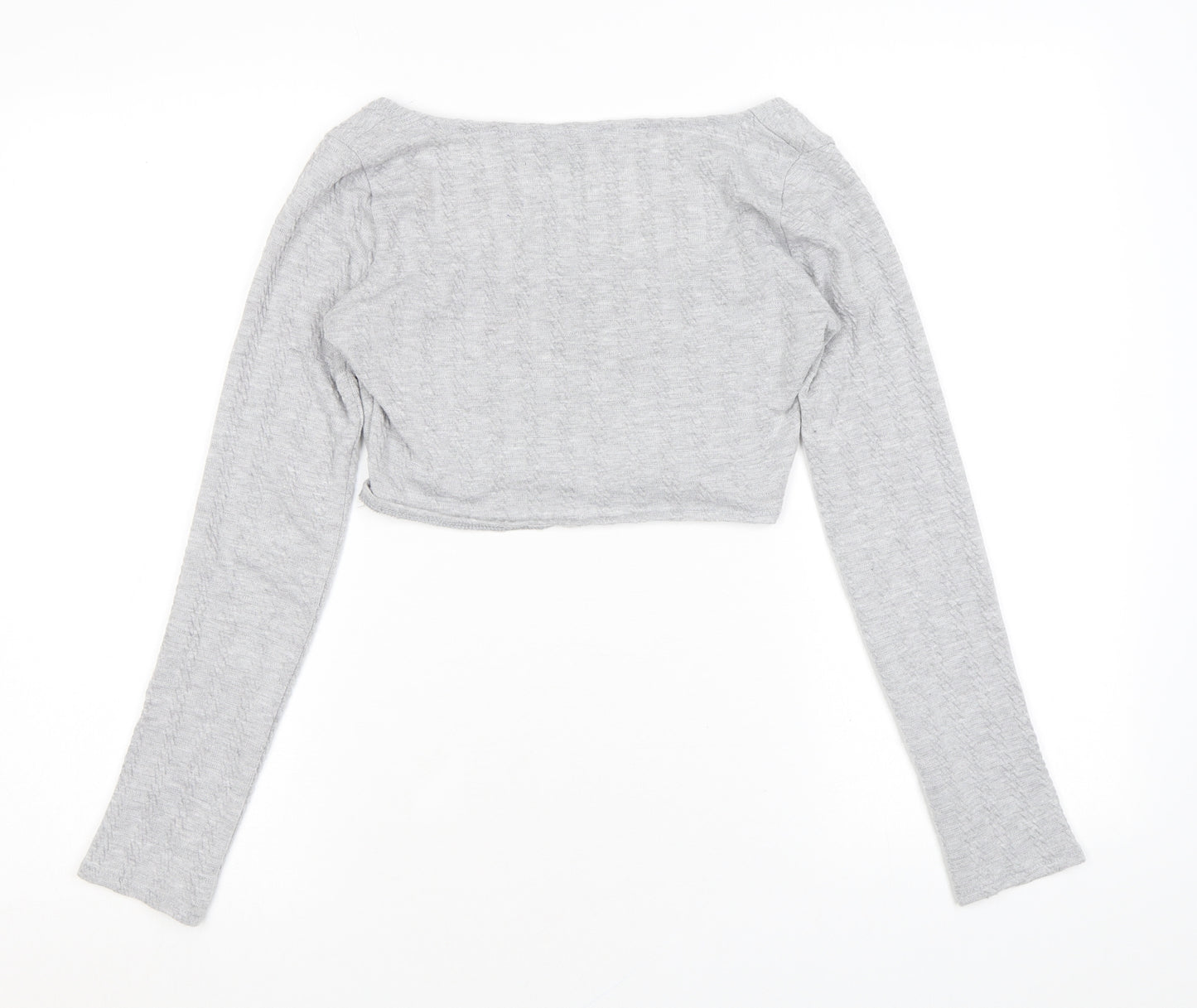 Vesper Womens Grey Square Neck Polyester Pullover Jumper Size 8 - Cropped